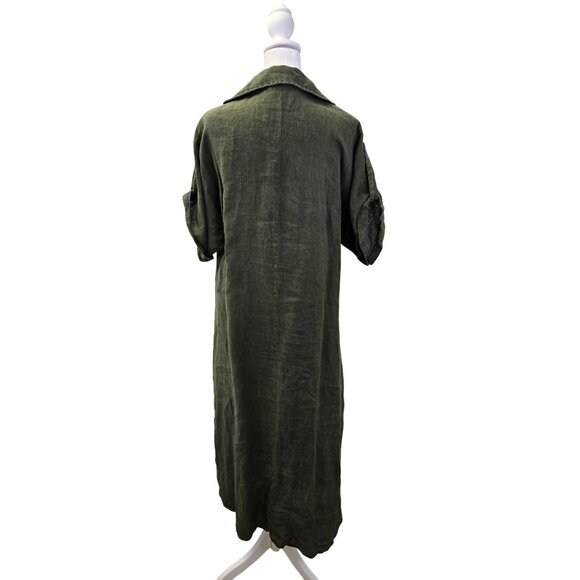 Zara Oversized Linen Hidden Button Midi Shirt Dress Size Small - Picture 2 of 7
